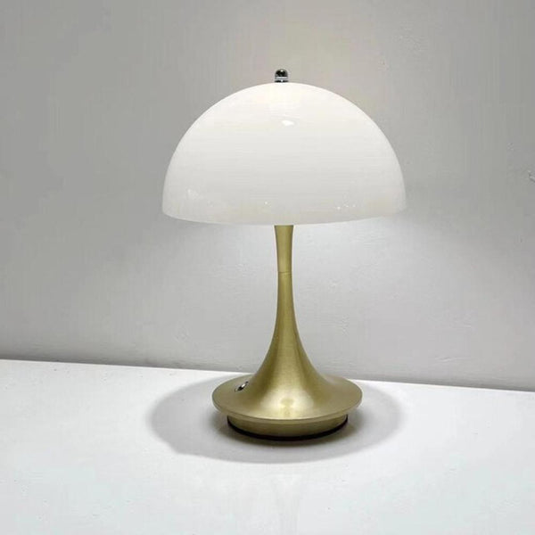 Luxury Lamp Gold Body Mushroom Decor Wireless Rechargeable Table Accents Lamps