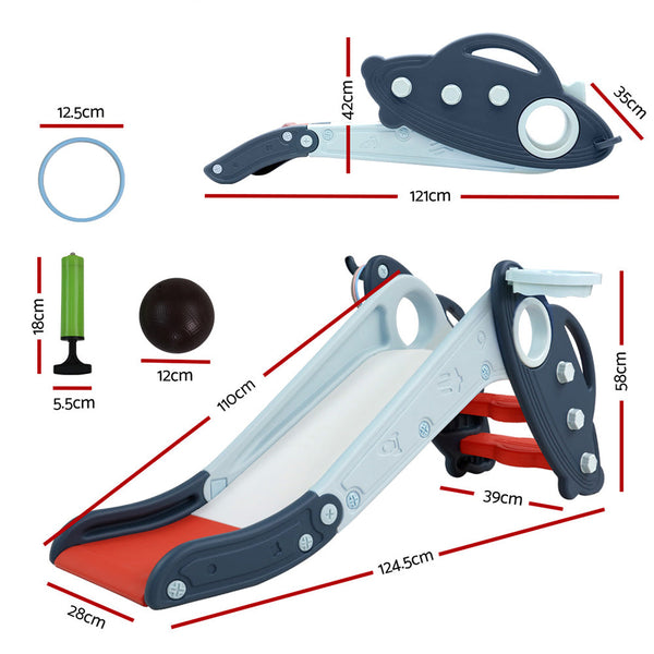 Keezi Kids Slide Set Outdoor Playground Basketball Hoop Ring Little One Activity Indoor Outdoor Play Sets