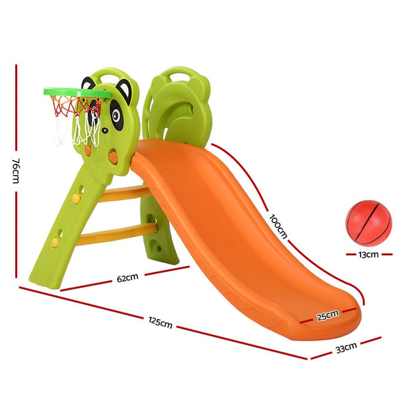 Keezi Kids Slide Basketball Hoop Activity Center Outdoor Little One Play Set Orange Outdoor Play Sets
