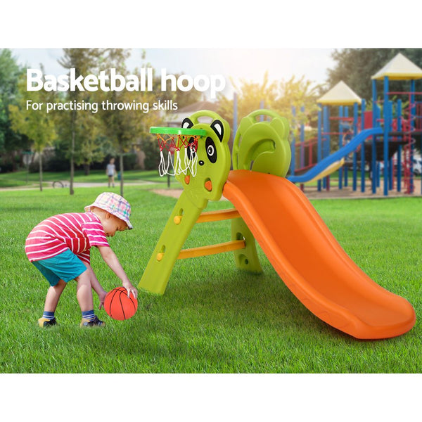 Keezi Kids Slide Basketball Hoop Activity Center Outdoor Little One Play Set Orange Outdoor Play Sets