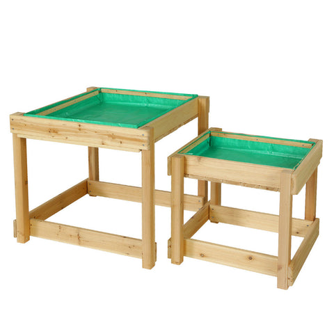 Keezi Kids Sandpit And Water Wooden Table With Cover Outdoor Pit Toys