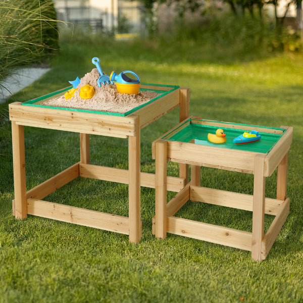 Keezi Kids Sandpit And Water Wooden Table With Cover Outdoor Pit Toys