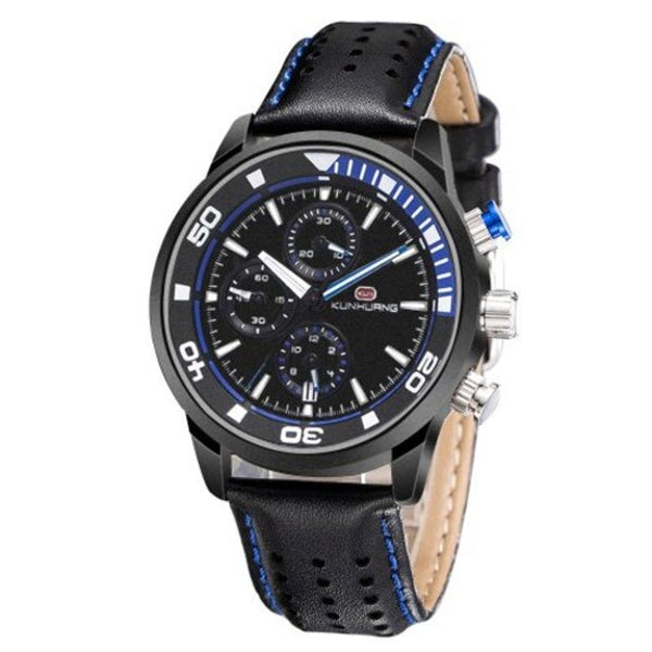 Veile Studios 1009 Men's Sports Multi Function Watch Waterproof Calendar Blue Watches