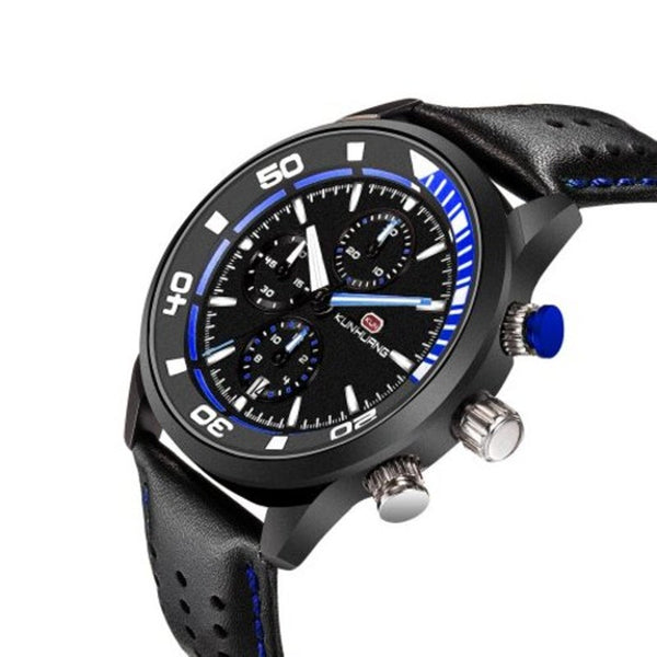Veile Studios 1009 Men's Sports Multi Function Watch Waterproof Calendar Blue Watches