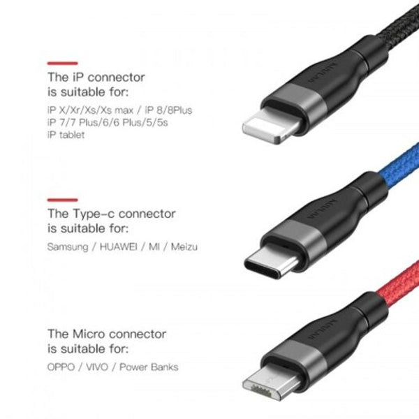 3 In 1 Usb Cable For Mobile Phone Micro Type Charger Multi 30Cm Cables & Adapters