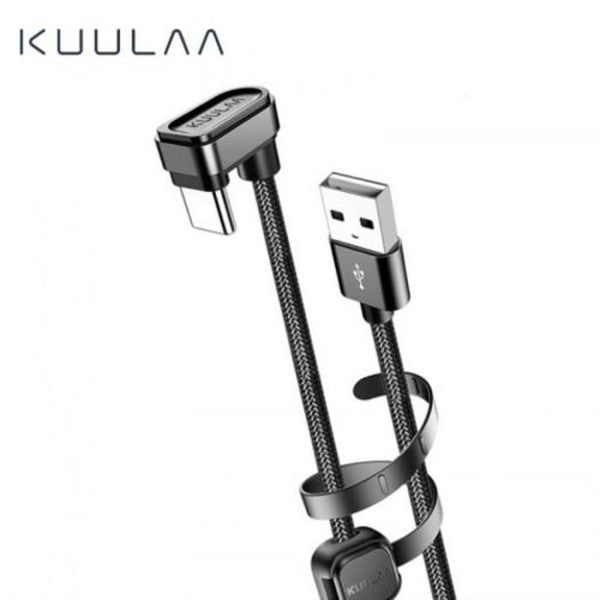 Nylon Usb Type C Cable 180 Degree Fast Charger Mobile Game Elbow Data Line Black 1M Cables & Adapters