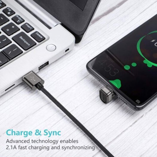 Nylon Usb Type C Cable 180 Degree Fast Charger Mobile Game Elbow Data Line Black 1M Cables & Adapters