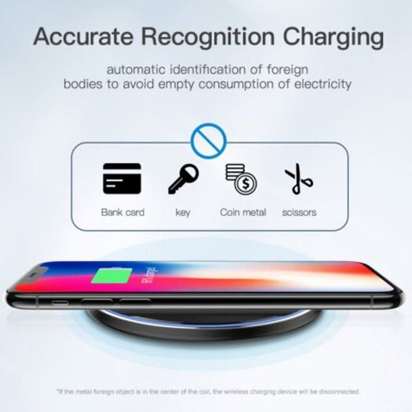 Qi Mirror Wireless Charger 10W With Led Light Fast Charging For Iphone Samsung Black