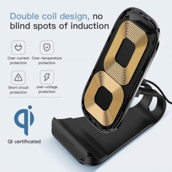 Qi Wireless Charger 10W Fast Charging Dock Station Phone Holder Black Chargers & Cradles