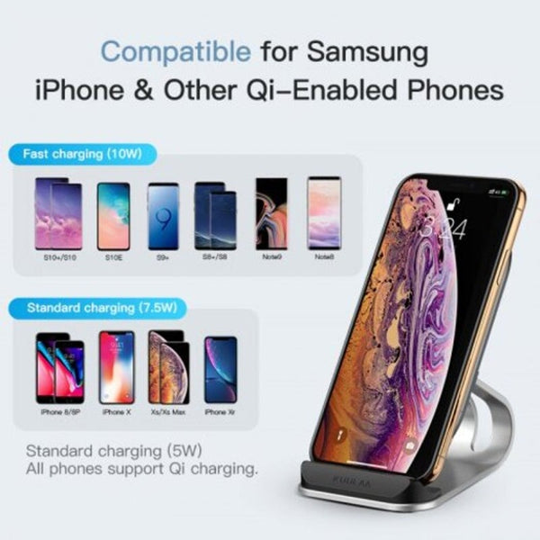 Qi Wireless Charger 10W Fast Charging Dock Station Phone Holder Black Chargers & Cradles
