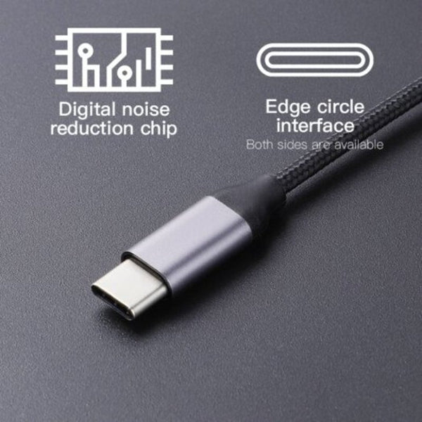 Usb C To 3.5Mm Aux Headphones Type Jack Adapter For Huawei Xiaomi Audio Cable Dark Gray 1M
