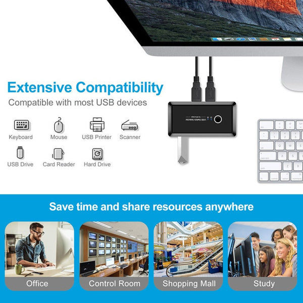 Kvm Switch Usb 3.0 Selector 2 Port Pcs Sharing 4 Devices Hub Kvm Switches