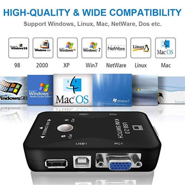 Cables Adapters Kvm Switch Usb Sharing Selector 2 In 1 Out Port Manual Peripheral Switcher Box Hub Splitters & Combiners