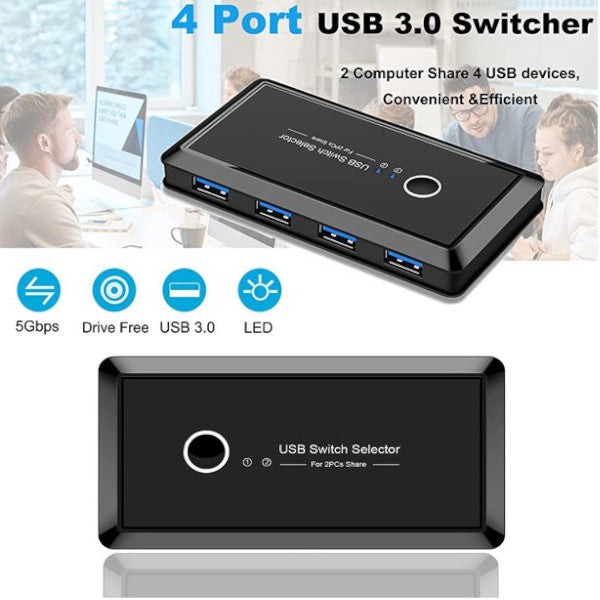 Kvm Switch Usb 3.0 Selector 2 Port Pcs Sharing 4 Devices Hub Kvm Switches