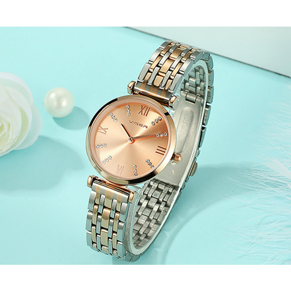 Veile Studios L.1047 Trend Simple Fashion Ladies Watch Stainless Steel Waterproof Quartz Roman Numeral 2 Watches