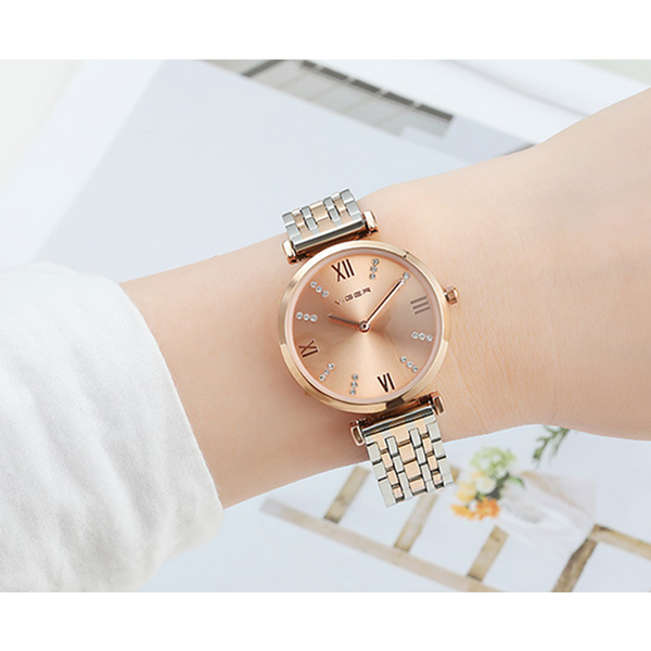 Veile Studios L.1047 Trend Simple Fashion Ladies Watch Stainless Steel Waterproof Quartz Roman Numeral 2 Watches
