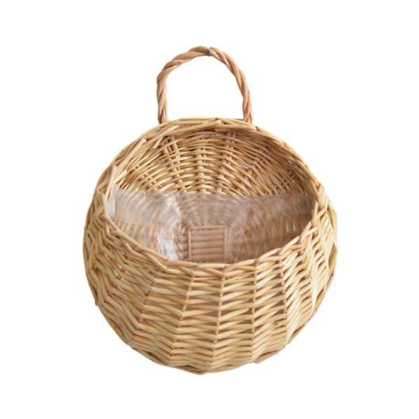 1 Set Flower Basket Handmade Weaving Multi Function Rattan Wall Fence Hanging Pot Plants Holder For Garden Beige L Planters & Vases