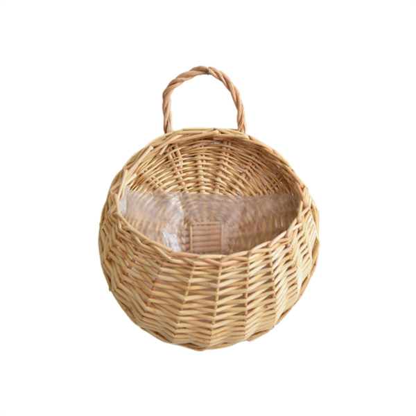 1 Set Flower Basket Handmade Weaving Multi Function Rattan Wall Fence Hanging Pot Plants Holder For Garden Beige L Planters & Vases