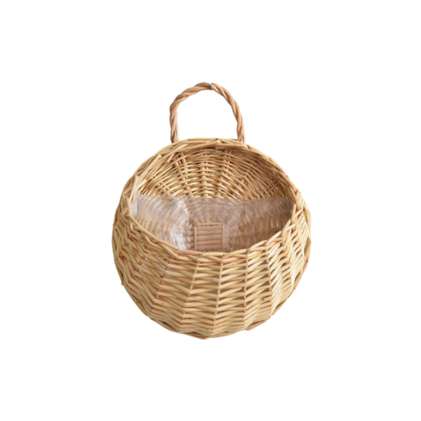 1 Set Flower Basket Handmade Weaving Multi Function Rattan Wall Fence Hanging Pot Plants Holder For Garden Beige L Planters & Vases