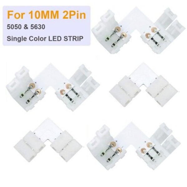 L Shape Connector 5 Pack Right Angle Corner Solderless Connectorfor 3528 5050 Smd Led Strip Lights 10Mm 2Pin String Lights