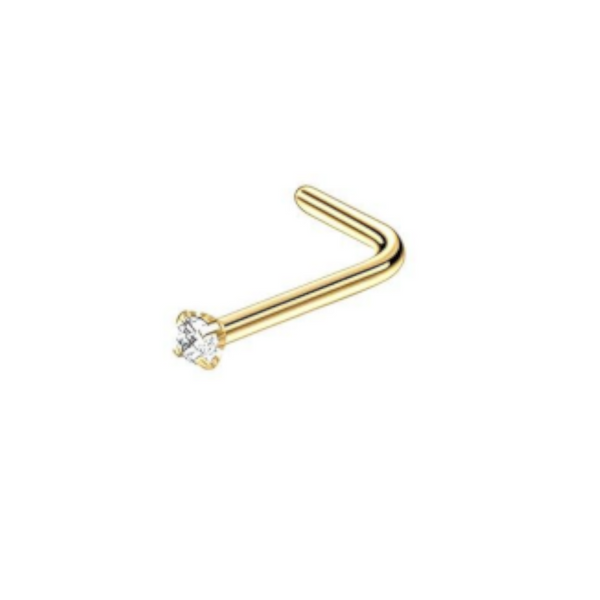 Stainless Steel Nosepiece With Gold Stud Stylish Piercing Jewellery Women L Shaped Rod 2.5Mm Body Piercing Jewellery