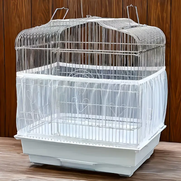 L Size Shell Skirt Mesh Cover Pet Bird Cage Guard Nylon Net Seed Catcher White Bird Cages