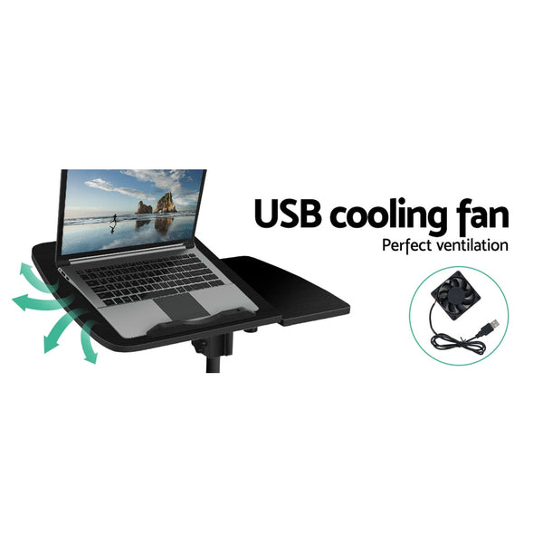Artiss Laptop Table Desk Stand With Fan Black Standing Desks
