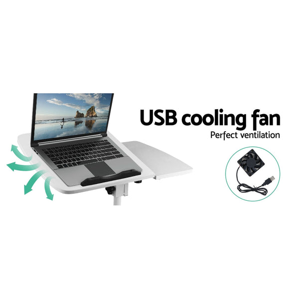 Artiss Laptop Table Desk Stand With Fan White Standing Desks