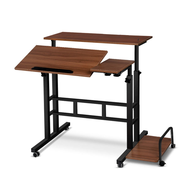 Artiss Twin Laptop Table Desk Dark Wood Laptop Desks