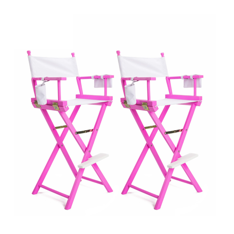 La Bella 2 Set Pink Folding Tall Chair Dark Humor Movie Director 75Cm