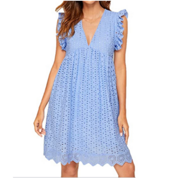 Lace Cutout V Neck Midi Summer Casual Dress Women Dresses