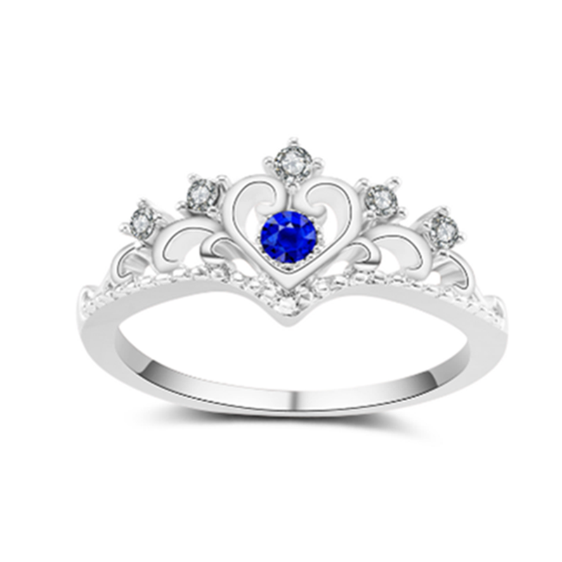 Veile Studios Ladies Princess Crown Rhinestone Ring Rings