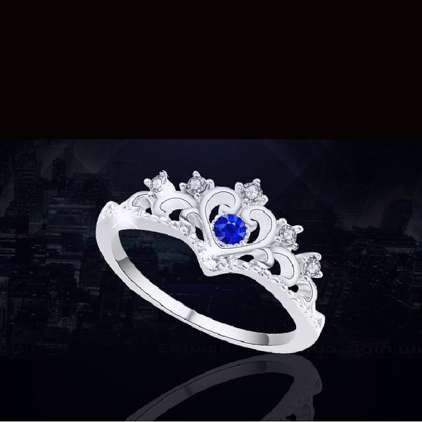 Veile Studios Ladies Princess Crown Rhinestone Ring Rings