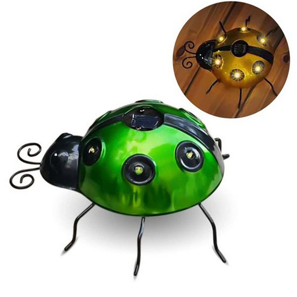 Ladybug Garden Statue With Solar Lights Backyard Lawn Decoration Ornaments & Statues