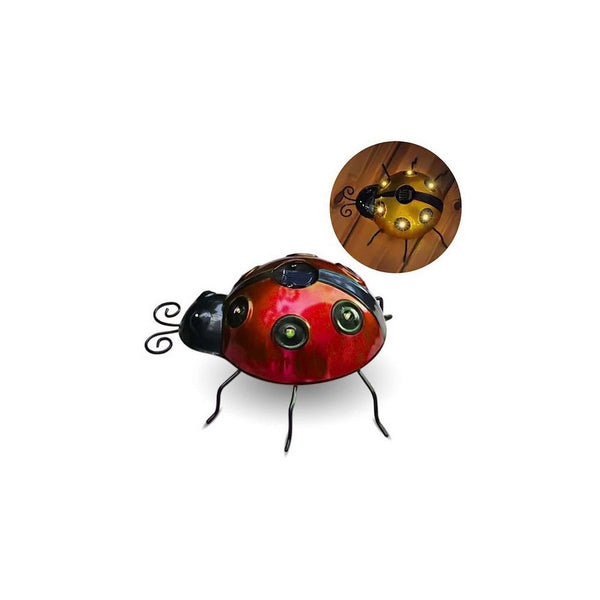 Ladybug Garden Statue With Solar Lights Backyard Lawn Decoration Ornaments & Statues