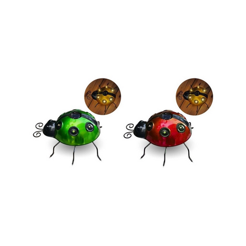 Ladybug Garden Statue With Solar Lights Backyard Lawn Decoration Ornaments & Statues