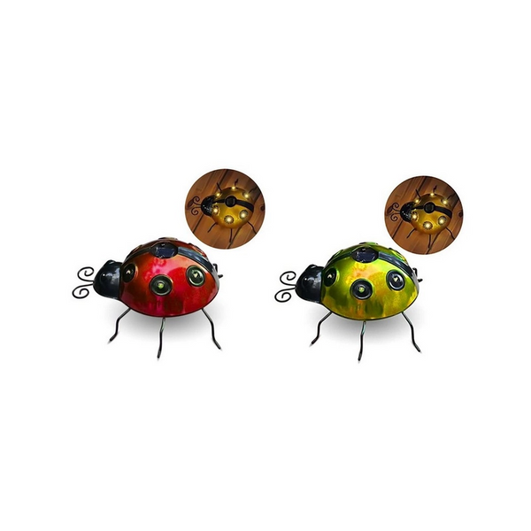 Ladybug Garden Statue With Solar Lights Backyard Lawn Decoration Ornaments & Statues