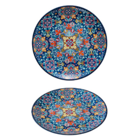 Lambos 10 Inch Bohemian Ceramic Shallow Plate Plates