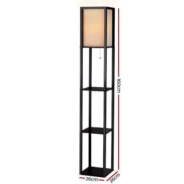 Artiss Led Floor Lamp Shelf Wood Standing Light Reading Storage Bedroom Floor Lamps