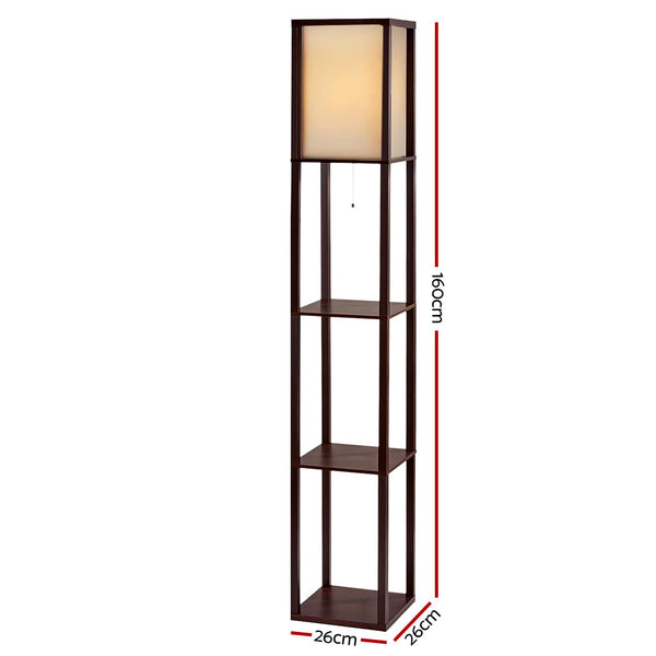 Artiss Floor Lamp Reding Light Stand Wood Shelf Storage Organizer Home Floor Lamps