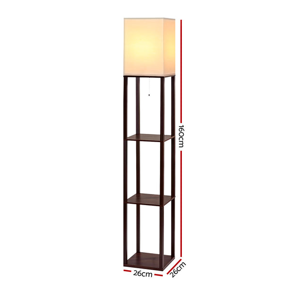 Artiss Shelf Floor Lamp Wood Reading Light Storage Organizer Home Office Floor Lamps