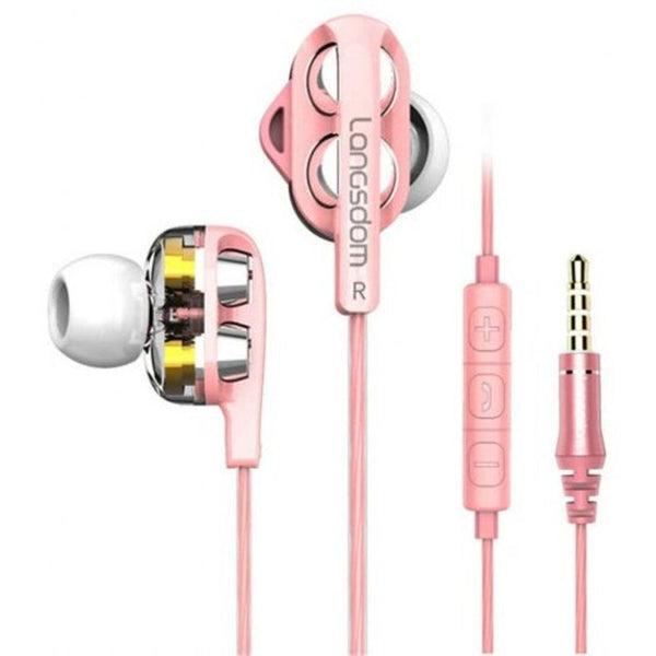 C4d In Ear Earphone Stereo Gaming Earbuds Pink Wired Earphones