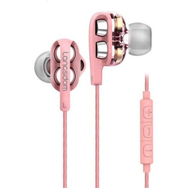 C4d In Ear Earphone Stereo Gaming Earbuds Pink Wired Earphones