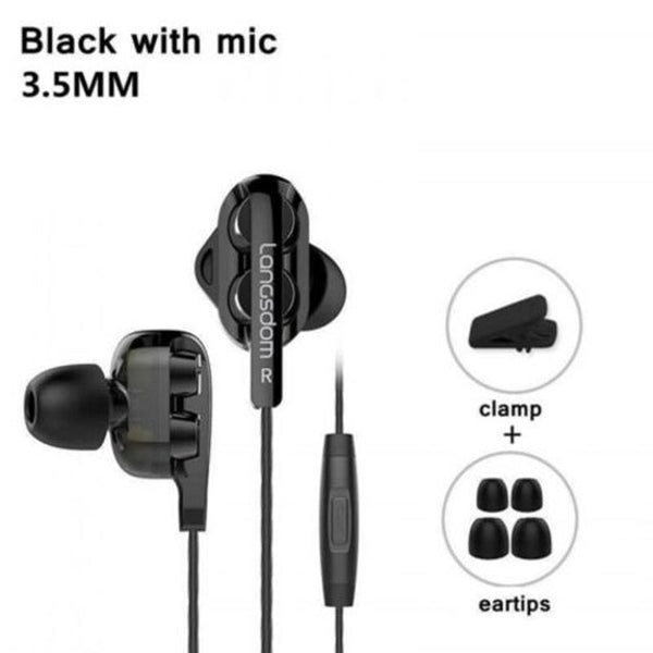 D4c Earphonewith Mic 3.5Mm Hifi Earphones Headset Black With Wired Earphones