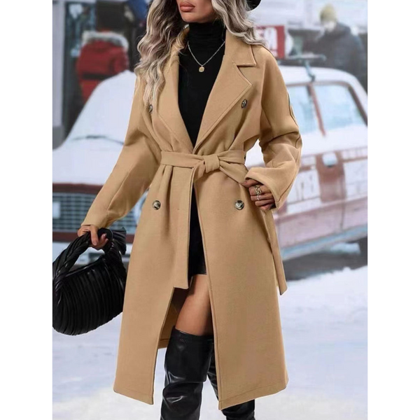 Lapel Double Breasted Trench Coat With Belt Long Jacket Outwear Women Clothing Coats Jackets & Vests