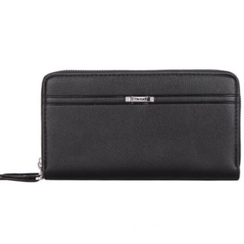 Large Capacity Business Casual Men's Soft Leather Clutch Bag With Double Layer Black Bags