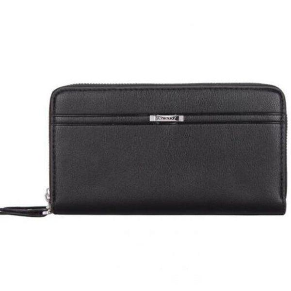 Large Capacity Business Casual Men's Soft Leather Clutch Bag With Double Layer Black Bags