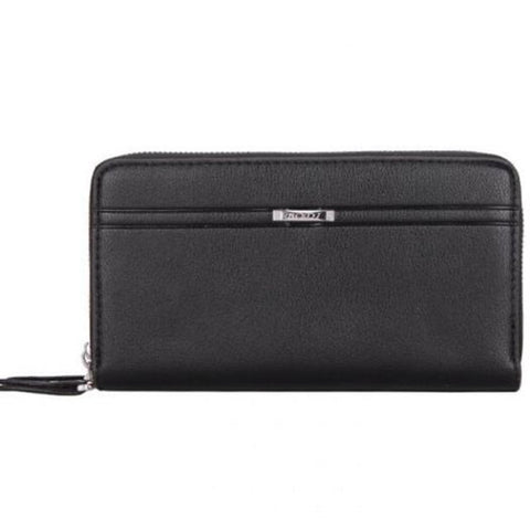 Large Capacity Business Casual Men's Soft Leather Clutch Bag With Double Layer Black Bags