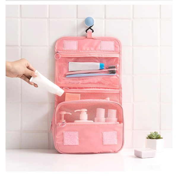 Large Capacity Bathroom Cosmetic Storage Bag With Hanging Hook For Travel Makeup Bags & Cases
