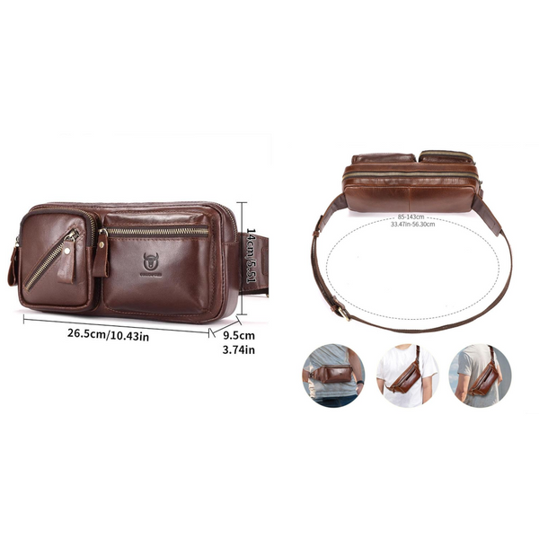 Large Capacity Retro Cowhide Crossbody Bag Black Bags